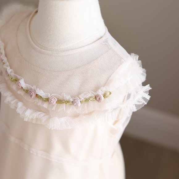 SPECIAL Dainty Vintage Style Boutique Toddler Dress Overlay Size 2 BEAUTIFUL NWT - Picture 3 of 7